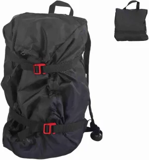 Folding Rock Climbing Rope Bag, Arborist Throw Bag with Foldable Tarp for Outdoor Camping Hiking Strap (Black)