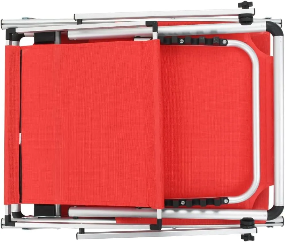 Folding Sun Lounger with Roof Aluminum and Textilene RedLuxury Sun Loungers with Adjustable Backrest and Cushioned Seat