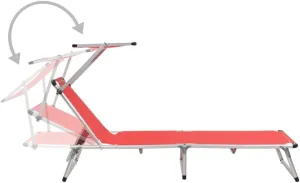 Folding Sun Lounger with Roof Aluminum and Textilene RedLuxury Sun Loungers with Adjustable Backrest and Cushioned Seat