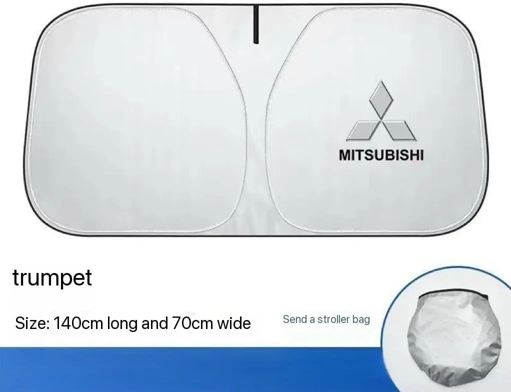 for Mitsubishi Eclipse Cross Facelift 2021,Car Windshield Sun Shade Foldable Automotive Visor Blocks UV Rays/Heat Keep Interior Cool Sun Screen with Logo Emblem Summer Accessories,S