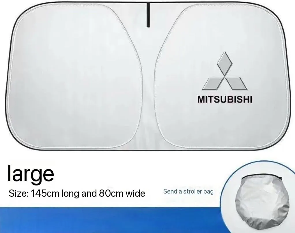 for Mitsubishi Outlander 2005-2009,Car Windshield Sun Shade Foldable Automotive Visor Blocks UV Rays/Heat Keep Interior Cool Sun Screen with Logo Emblem Summer Accessories,L