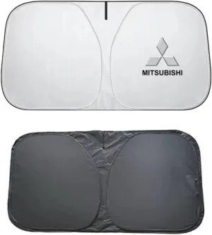 for Mitsubishi Outlander 2005-2009,Car Windshield Sun Shade Foldable Automotive Visor Blocks UV Rays/Heat Keep Interior Cool Sun Screen with Logo Emblem Summer Accessories,L