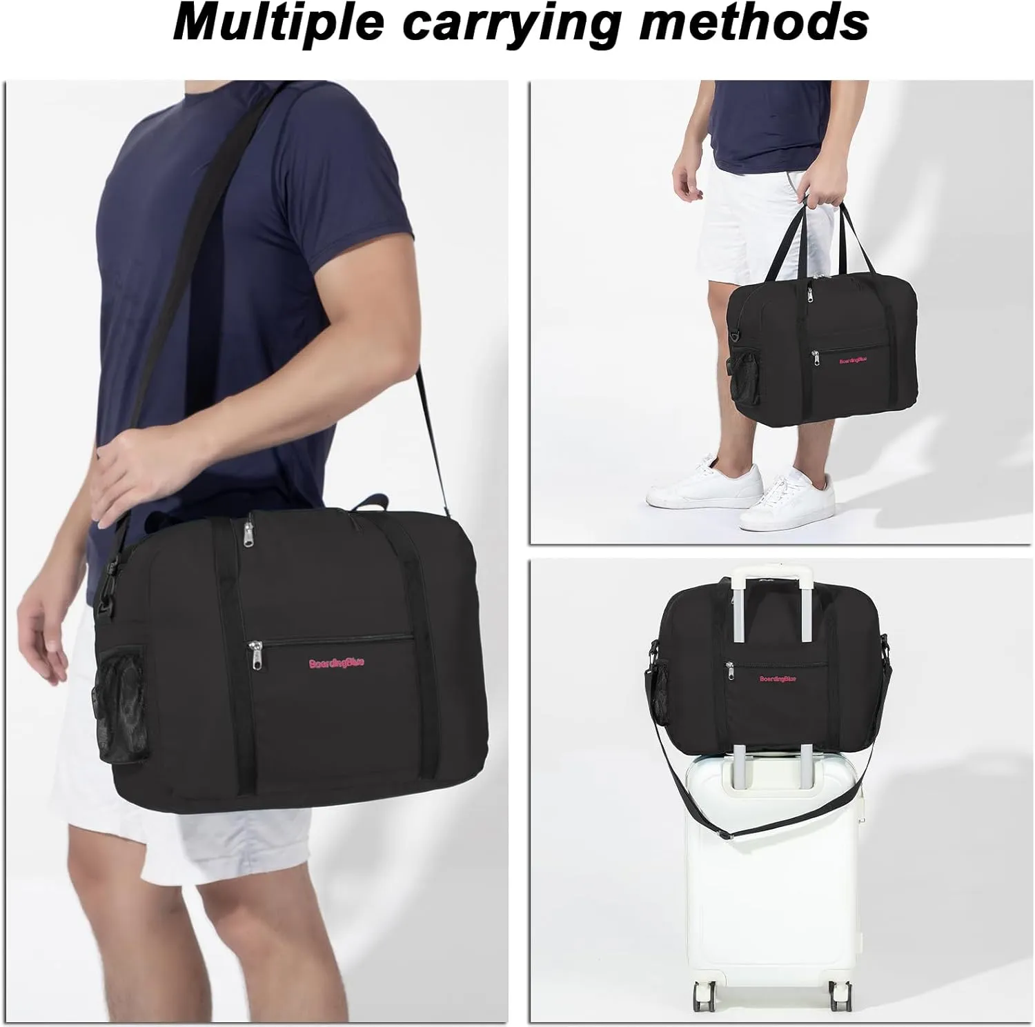 For Spirit, American Airline, Frontier 18X14X8 Inches Personal Item Under Seat Duffel Bag With Air Pillow And USB Port (Black)
