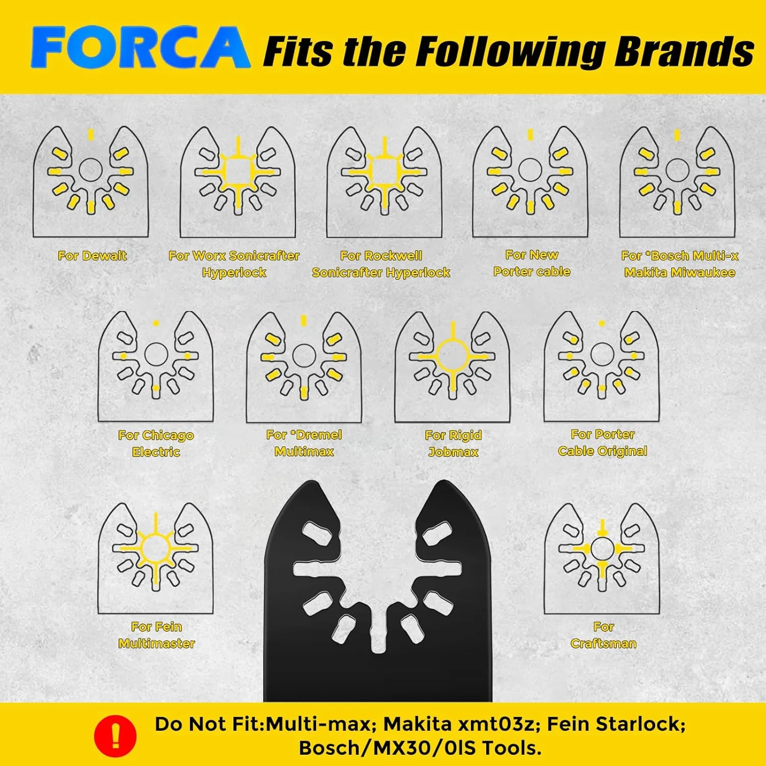 FORCA 25pcs Titanium Oscillating Tool Blades, Universal Multitool Blades for Metal Wood Cutting, Oscillating Saw Blade Kit for Dewalt Bosch Milwaukee Ryobi