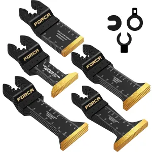 FORCA 25pcs Titanium Oscillating Tool Blades, Universal Multitool Blades for Metal Wood Cutting, Oscillating Saw Blade Kit for Dewalt Bosch Milwaukee Ryobi