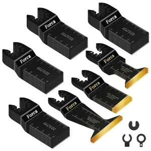 Forca 49pcs Oscillating Tool Blades and High-Carbon Steel Multitool Blades, Universal Multitool Blades for Metal Wood Cutting,Multi Tool Blades Kits Fit Dewalt Bosch Milwaukee Ryobi