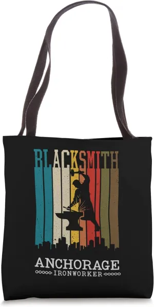 Forging Blacksmith Vintage Anchorage Alaska Funny Ironworker Tote Bag