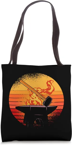 Forging Steel Worker Forge Hammer Anvil Flame Retro Vintage Tote Bag