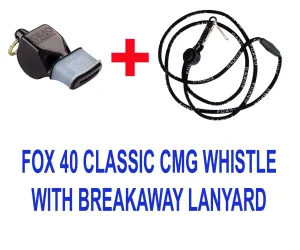 Fox 40 Classic CMG Whistle With Breakaway Lanyard Included Color Black
