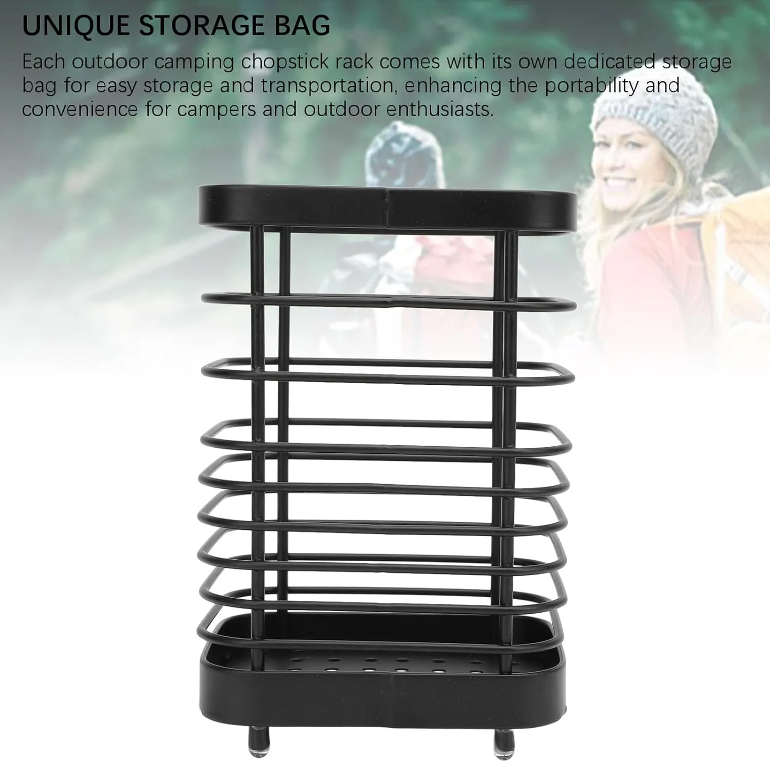 Frame Side Hanging Basket Stainless Steel Table Side Chopstick Holder Storage Basket for Snow Peak IGT CK-149 CK-150 CK-902 CK-903 CK-904 (Black)