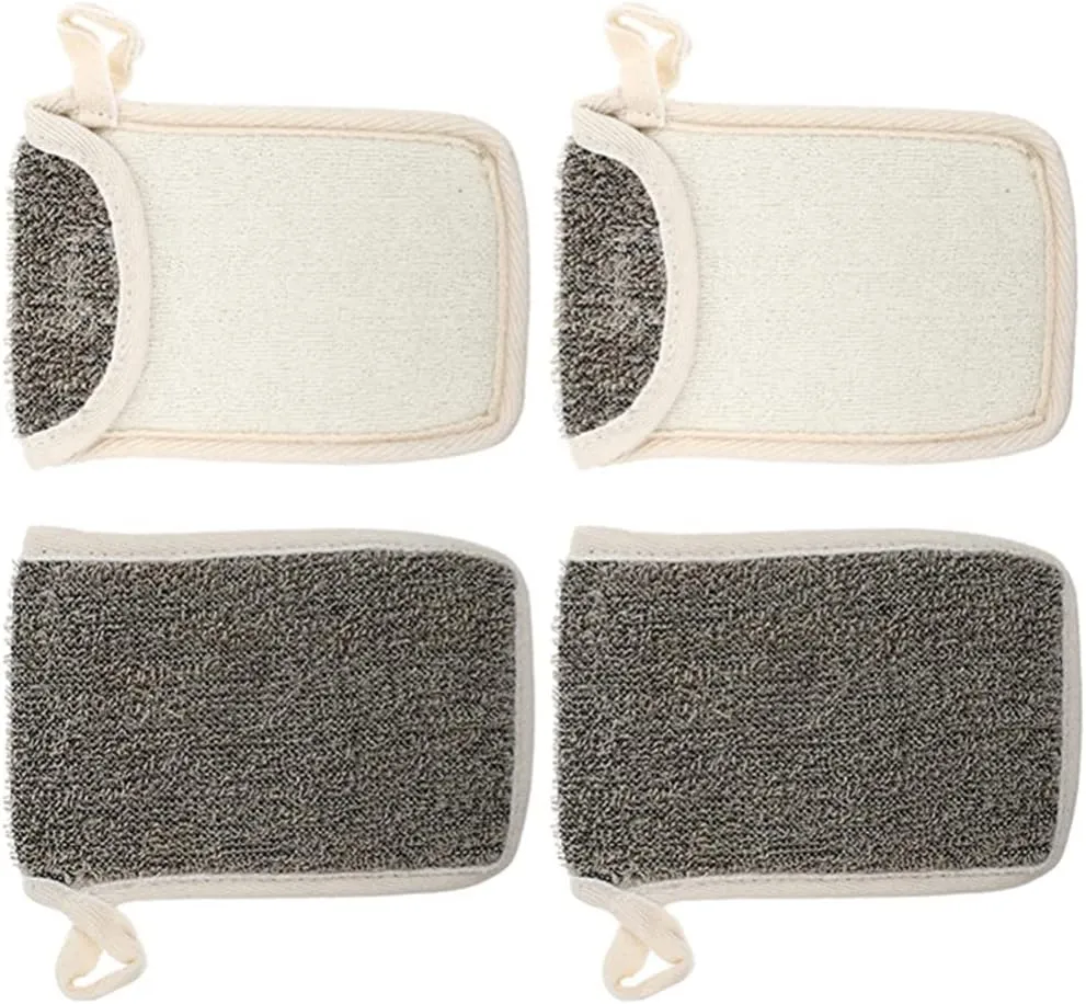 FRCOLOR 4Pcs Soap Pouch Soap Saver Pocket Bubble Foam Net Bar Soap Foam Lather Pouch Linen Shower Soap Bag for Body Facial Cleansing Exfoliating Scrubber