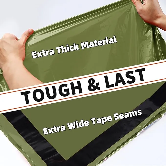 Frelaxy Emergency Sleeping Bag 1-Pack/2-Pack, Extra-Thick Compact Survival Bivy with Whistle, Storage Pouch, and EVA case, Perfect for Survival Kits