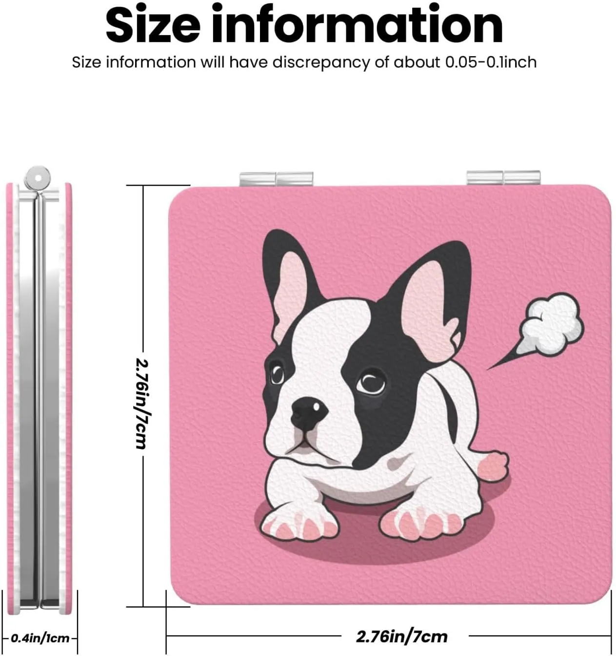 French Bulldog Women Small Makeup Mirror Portable Pocket Cosmetic Mirror for Travel