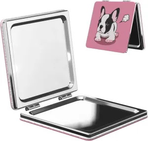 French Bulldog Women Small Makeup Mirror Portable Pocket Cosmetic Mirror for Travel