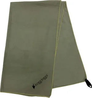 FROGG TOGGS Beach-Camp Microfiber Cooling Drying Towel with Mesh Storage Bag, Machine Washable, OD Green, 35”x 62”