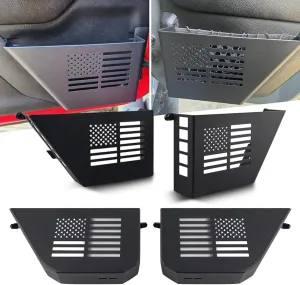 Front & Rear Door Storage Pockets Compatible with Wrangler JK JKU 2007-2018, Metal Door Side Insert Organizer Box (4PCS)