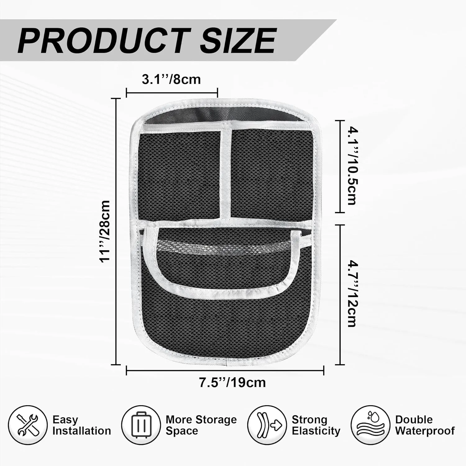 Front Trunk Lid Storage Organizer Fit for Can-Am Ryker 600 900 / Rally Edition/Sport（2015-2025) | Removable 3-Pocket Storage Bag (White String)