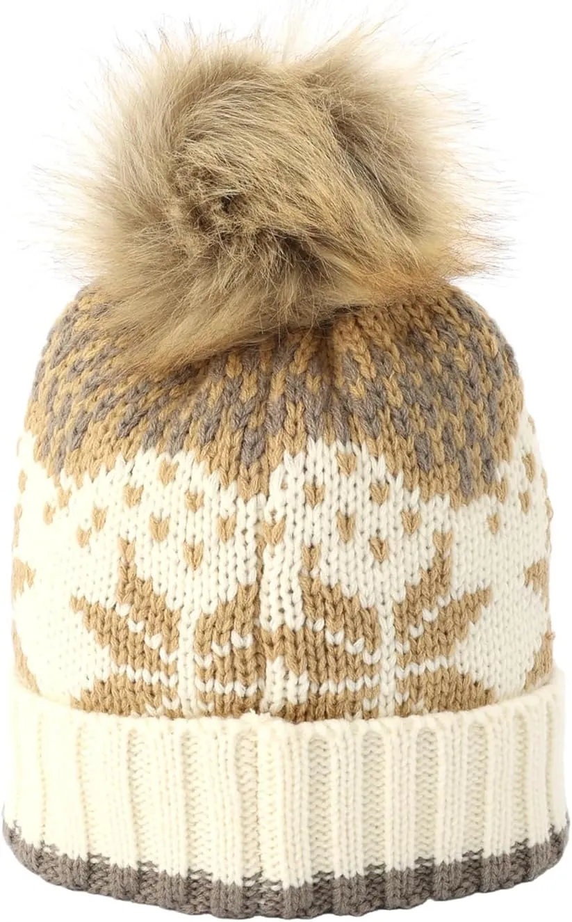 Frye Women's Fair Isle Beanie W/Cuff & Faux Fur Pom