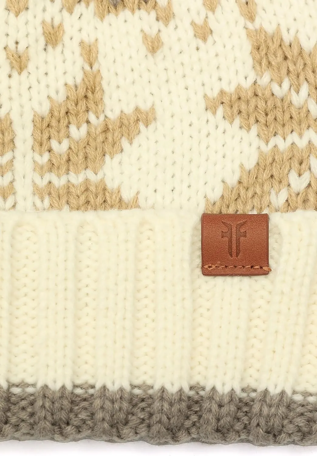 Frye Women's Fair Isle Beanie W/Cuff & Faux Fur Pom