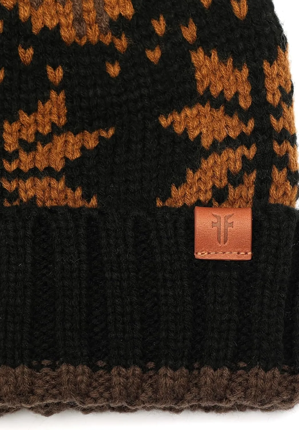 Frye Women's Fair Isle Beanie W/Cuff & Faux Fur Pom
