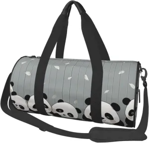 Funny Baby Panda Travel Duffle Bag Carry On Weekender Overnight Bag Sport Gym Bag for Women Men Foldable Travel Duffle Round Duffle Bag for Travel Sports Gym