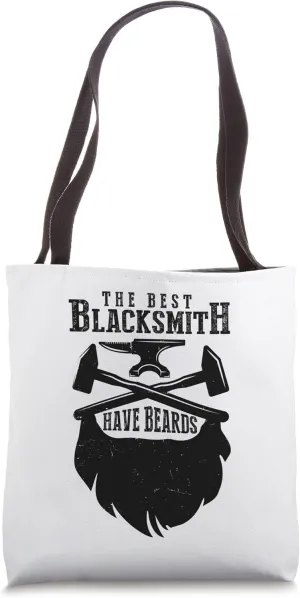 Funny Bearded Blacksmith for Men Forging Metalwork Hammer Tote Bag