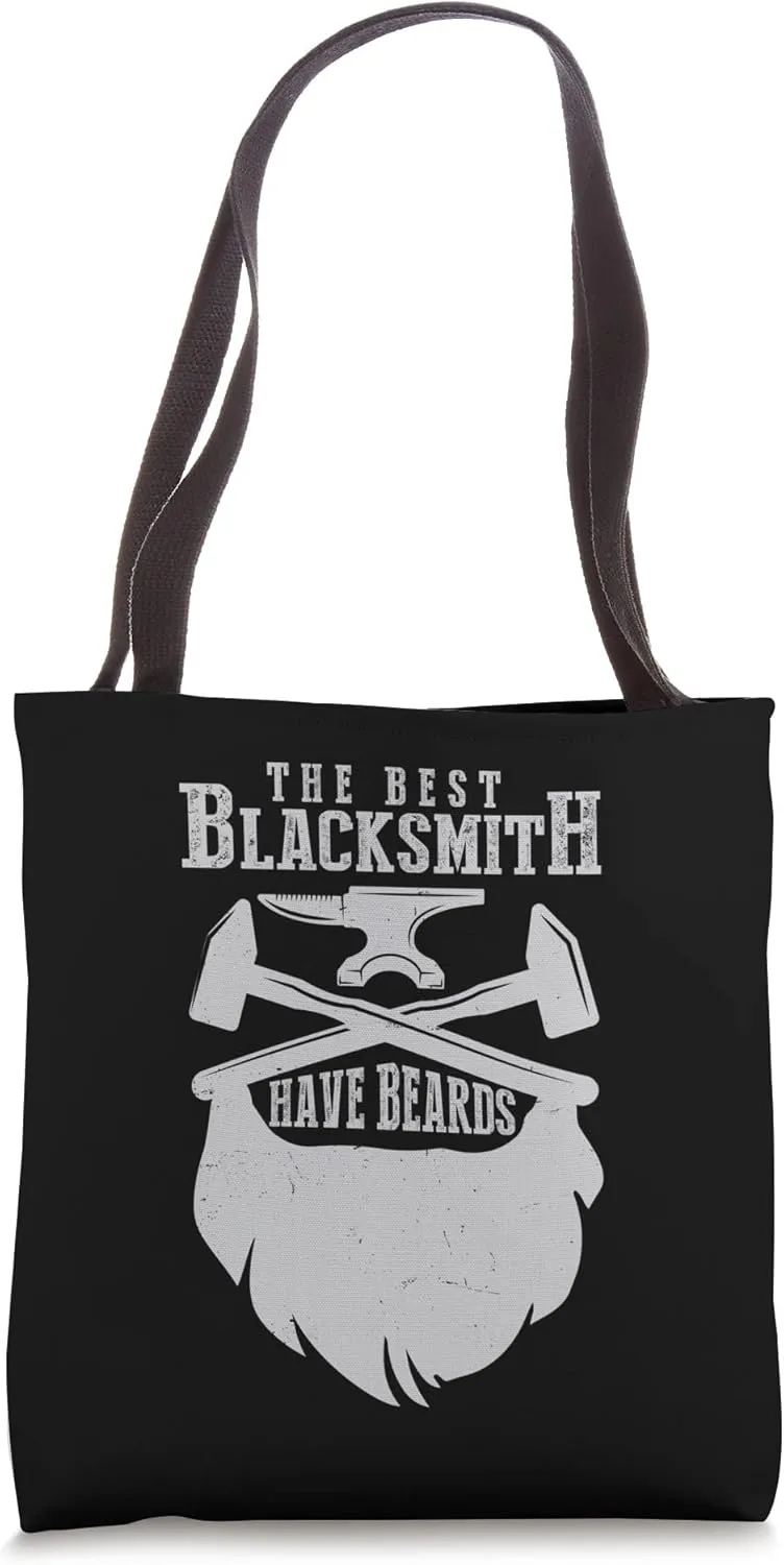Funny Blacksmith Hammer for Men Forging Ideas Bearded Dad Tote Bag