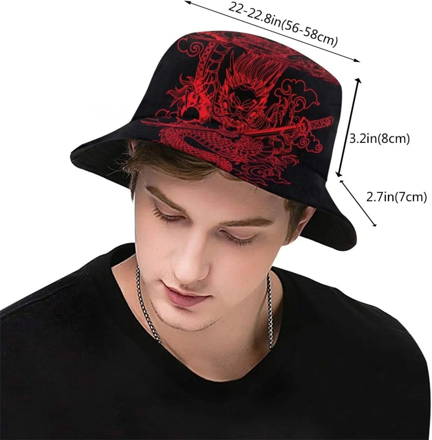 Funny Chinese Dragon Bucket Hat Sun Protection Wide Brim Hat Packable Summer Travel Dragon Fisherman Cap for Women Men