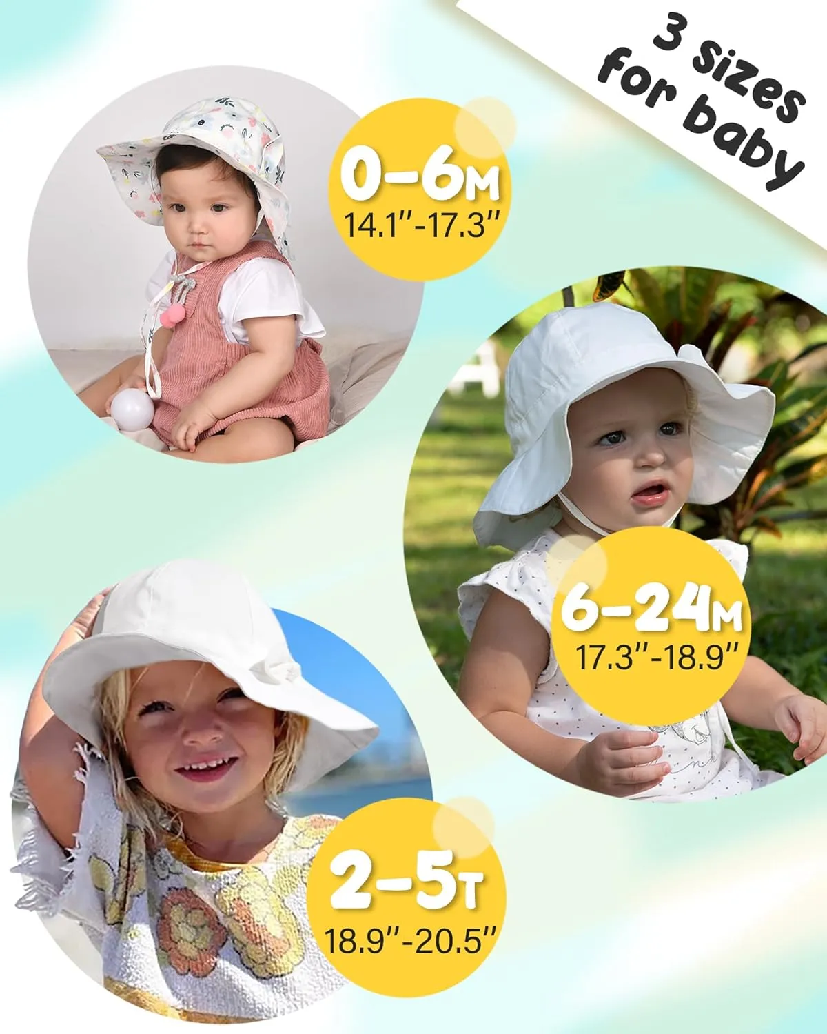 FURTALK Baby Sun Hat Summer Beach Hats with UPF 50  Sun Protection Wide Brim for Baby Toddler Sun Hat Cap
