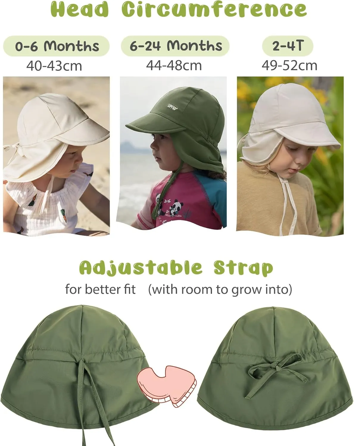FURTALK Baby Sun Hat with Neck Flap UPF 50  Adjustable Baby Boys Girls Summer Beach Hat for Traveling Swim Hat