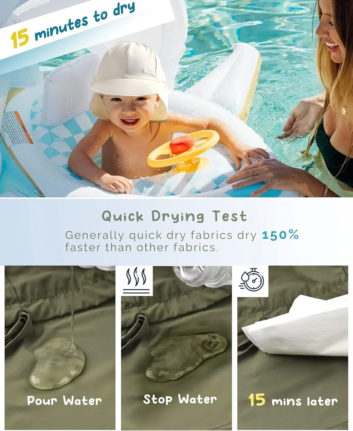 FURTALK Baby Sun Hat with Neck Flap UPF 50  Adjustable Baby Boys Girls Summer Beach Hat for Traveling Swim Hat