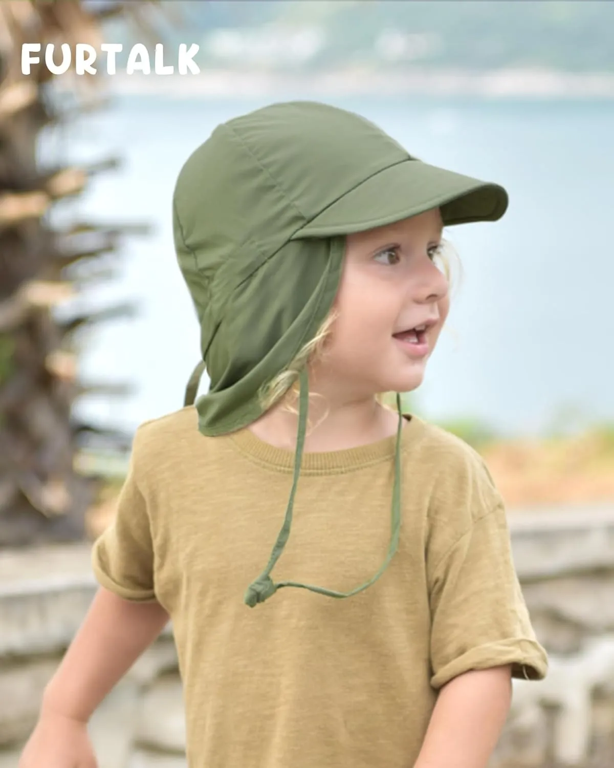 FURTALK Baby Sun Hat with Neck Flap UPF 50  Adjustable Baby Boys Girls Summer Beach Hat for Traveling Swim Hat