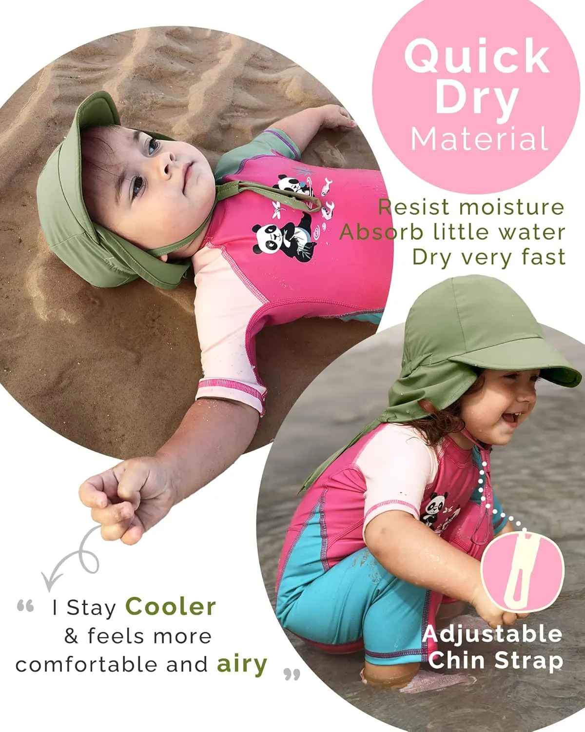FURTALK Baby Sun Hat with Neck Flap UPF 50  Adjustable Baby Boys Girls Summer Beach Hat for Traveling Swim Hat