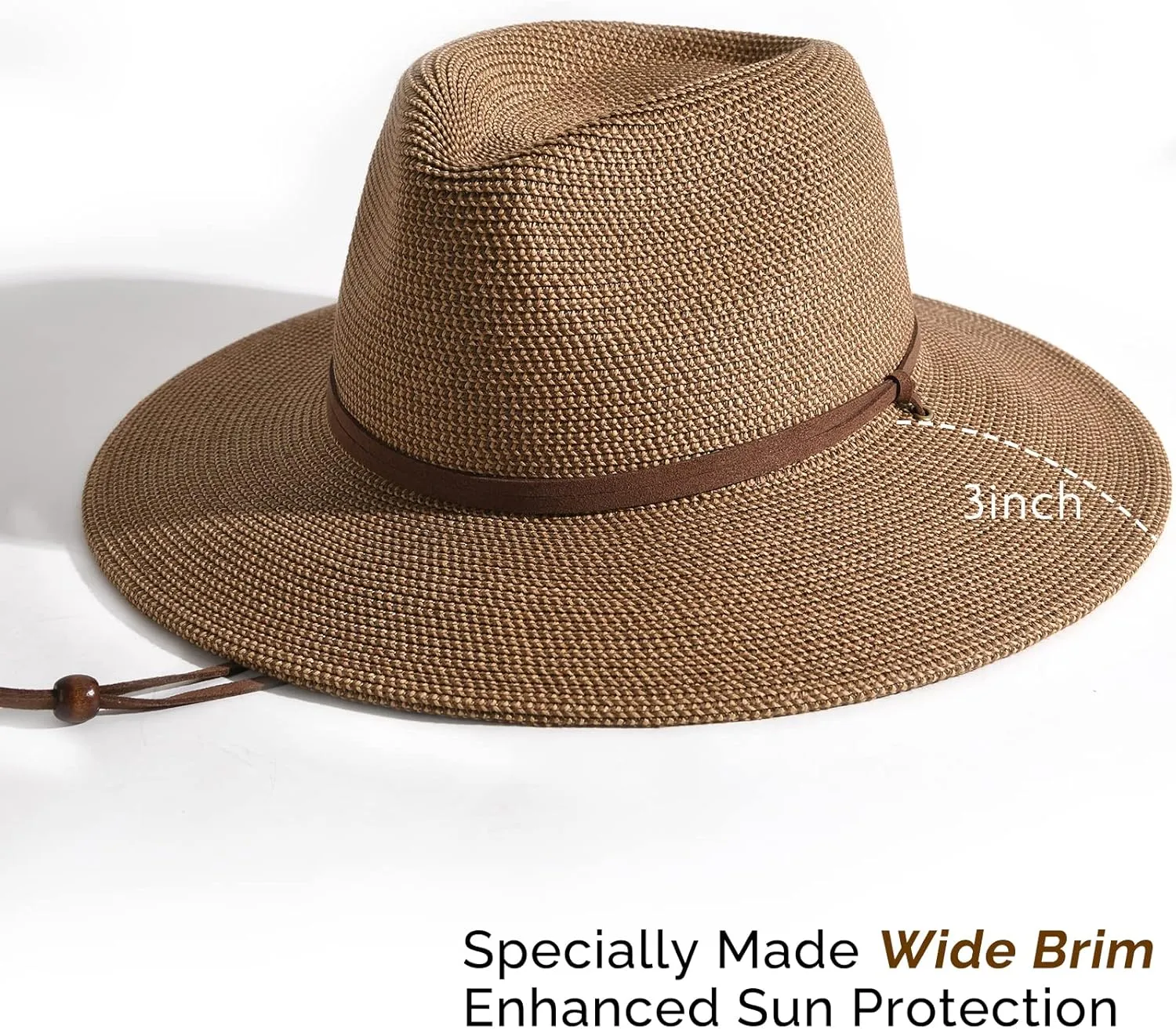 FURTALK Womens Summer Straw Sun Hats Wide Brim Panama Fedora Beach Hat with Wind Lanyard UPF 80 