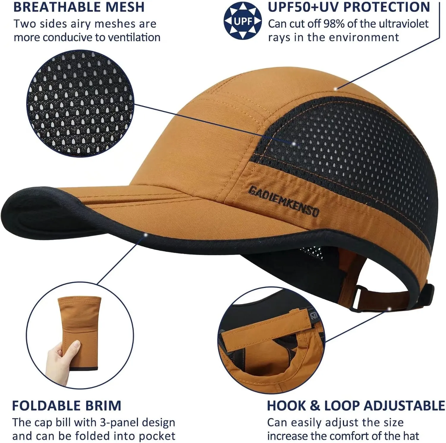 GADIEMKENSD Mens Folding Outdoor Hat Long Brim UPF 50  Sun Protection