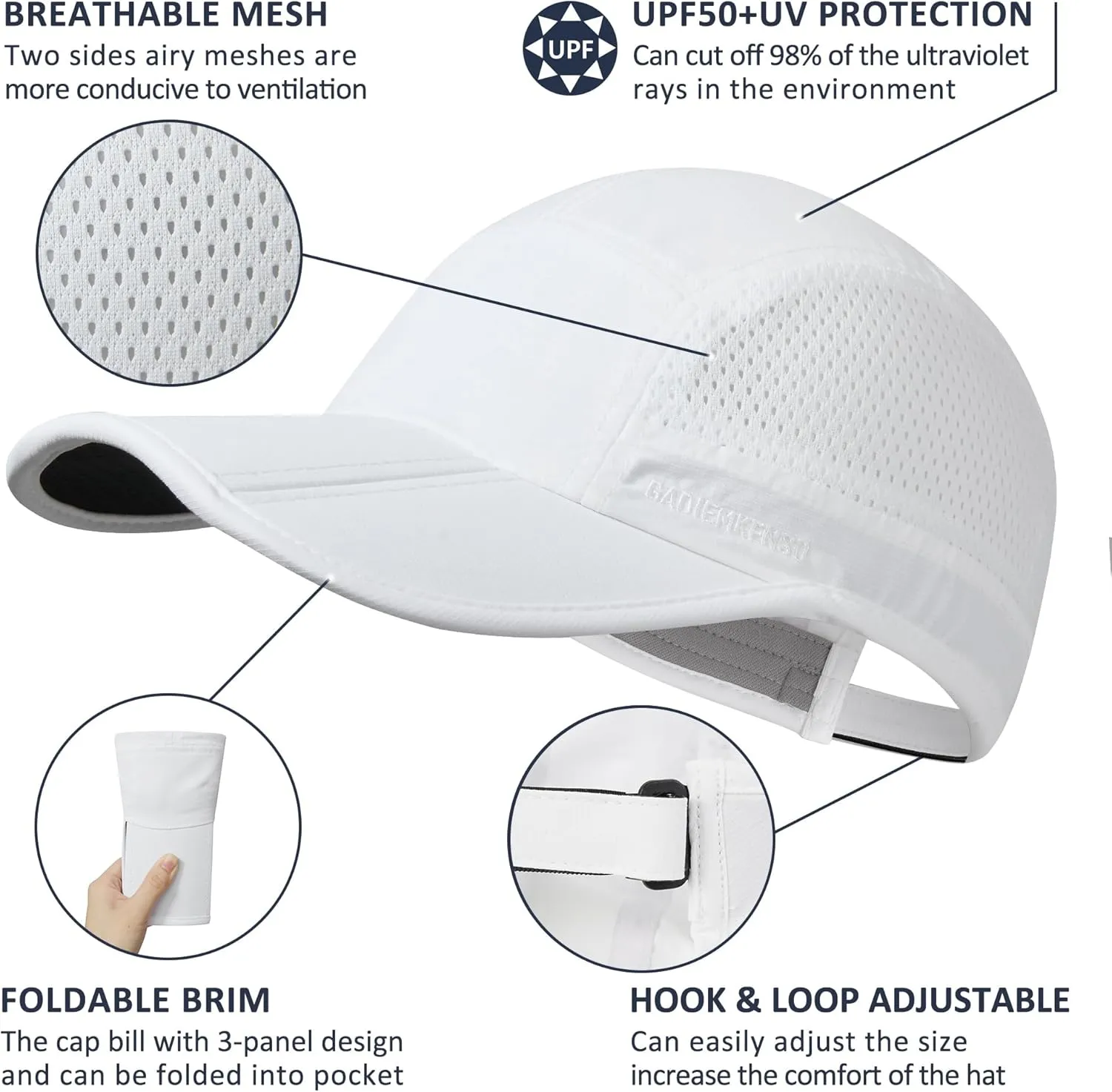 GADIEMKENSD Mens Folding Outdoor Hat Long Brim UPF 50  Sun Protection
