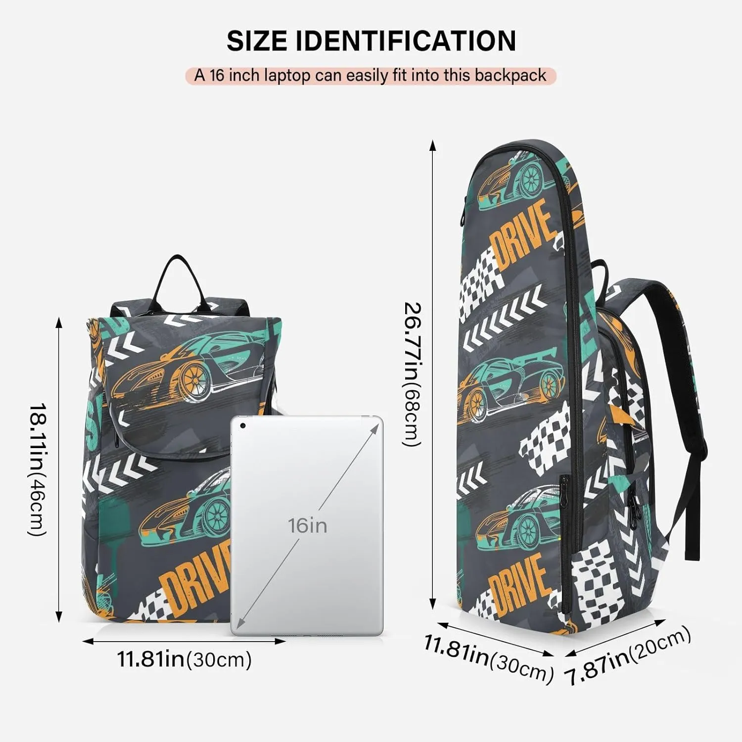 GAIGEO Basketball Sports Doodles Black Tennis Racket Backpack, Large Capacity Pickleball Holder, Various Storage Methods