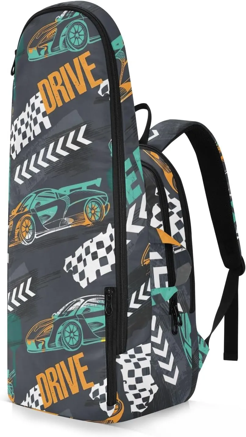 GAIGEO Basketball Sports Doodles Black Tennis Racket Backpack, Large Capacity Pickleball Holder, Various Storage Methods