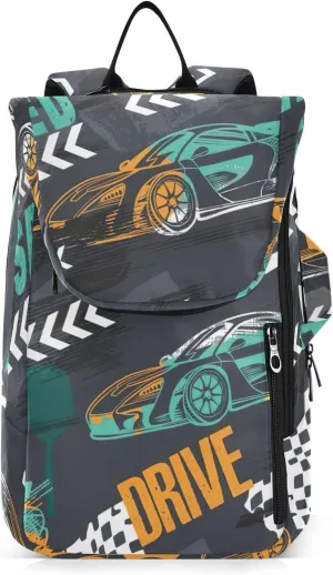 GAIGEO Basketball Sports Doodles Black Tennis Racket Backpack, Large Capacity Pickleball Holder, Various Storage Methods