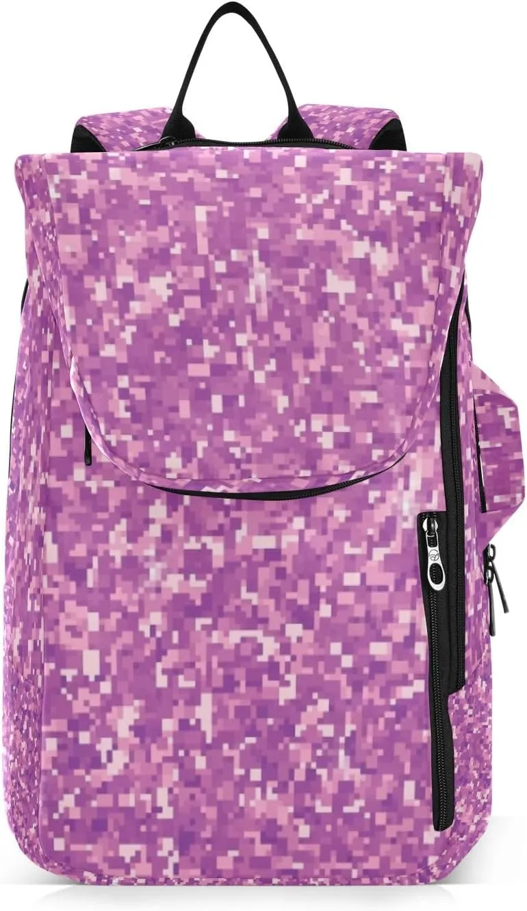 GAIGEO Silver Pink Glitter Tennis Racquet Bag, Multiple Storage Compartments, Foldable Racket Pocket