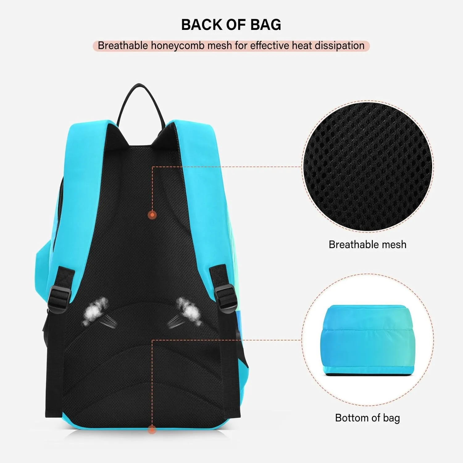GAIGEO Turquoise Blue Purple Gradient Pickleball Bag, Large Capacity Gifts for Pickleball Lovers, Various Storage Methods