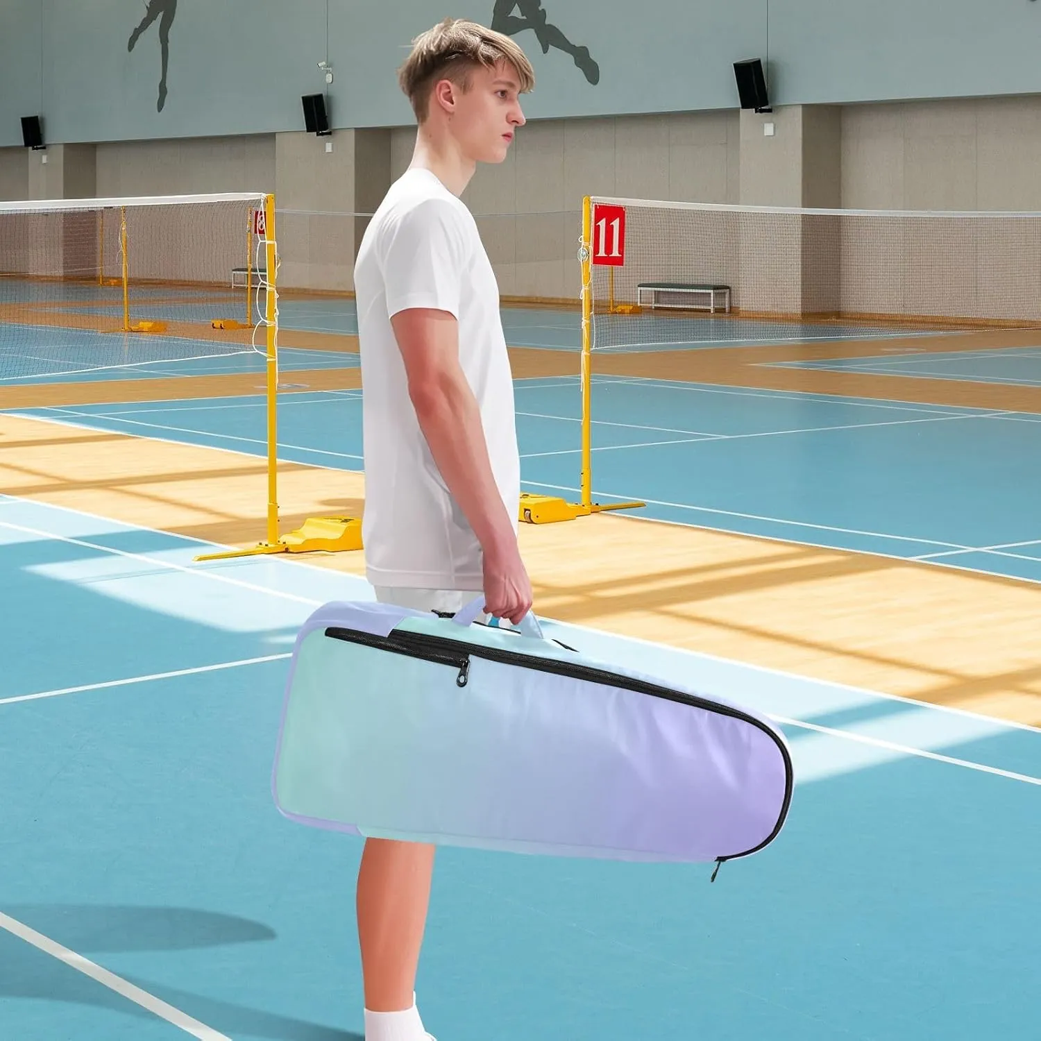 GAIGEO White Brown Retro Polka Dot Pickleball Bag, Multiple Storage Compartments, Foldable Racket Pocket