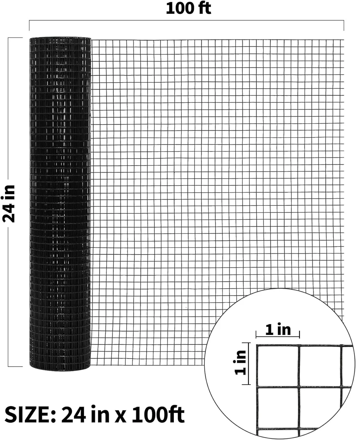 GAOMON Hardware Cloth 1/4 Inch, Chicken Wire Fencing 23 Gauge, 24" X 100' Galvanized Wire Mesh Roll, Raised Garden Bed Supports Wire Mesh Fence - Prevent Snakes, Raccoons, Foxes