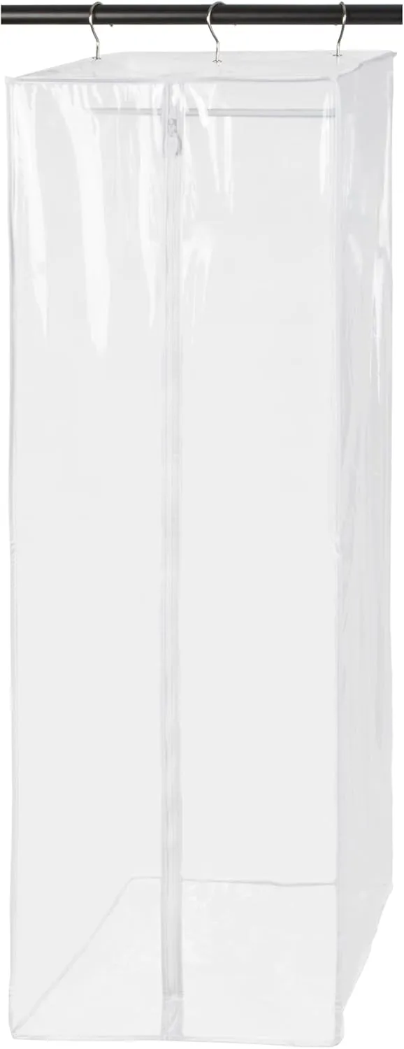 Garment Bag - Clear Hanging Closet Organizer - Durable Zippered Cover with Rod Protects Dresses, Suits, and Jackets from Dust and Moist- Top Metal Frame to Keep All Your Stuff in Shape- 54" x 20" x 15