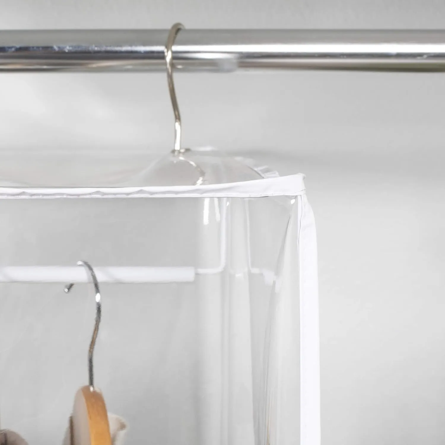 Garment Bag - Clear Hanging Closet Organizer - Durable Zippered Cover with Rod Protects Dresses, Suits, and Jackets from Dust and Moist- Top Metal Frame to Keep All Your Stuff in Shape- 54" x 20" x 15
