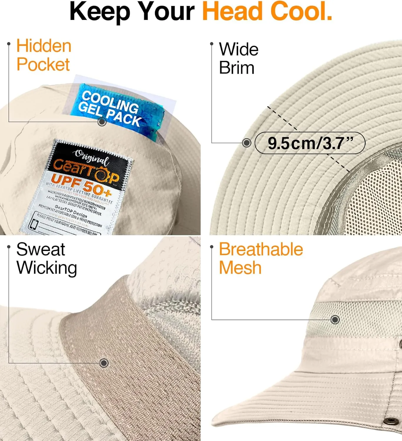 GearTOP Safari Sun Hat for Men and Sun Hats for Women UV Protection UPF 50  Hiking, Gardening, Fishing