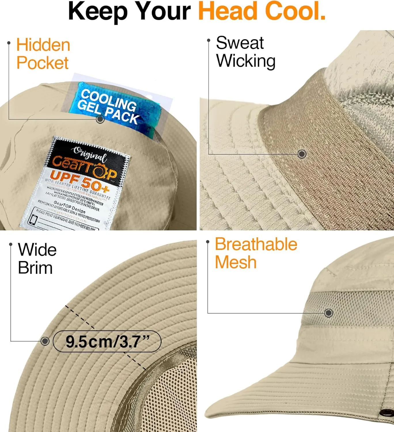 GearTOP Safari Sun Hat for Men and Sun Hats for Women UV Protection UPF 50  Hiking, Gardening, Fishing