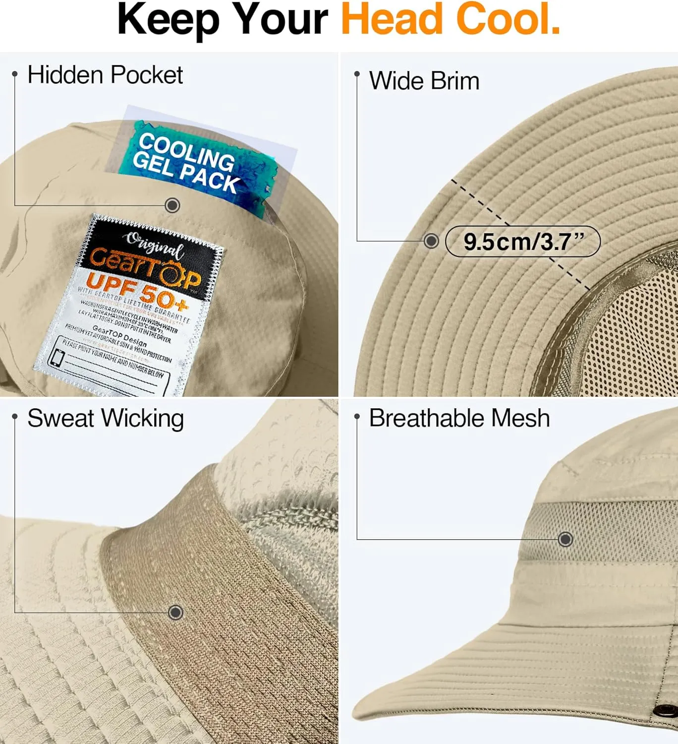 GearTOP Safari Sun Hat for Men and Sun Hats for Women UV Protection UPF 50  Hiking, Gardening, Fishing
