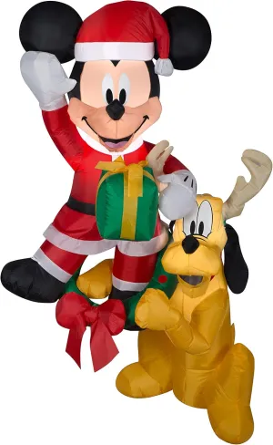 Gemmy Christmas Airblown Inflatable Hanging Mickey and Pluto Disney, 5 ft Tall, Multicolored