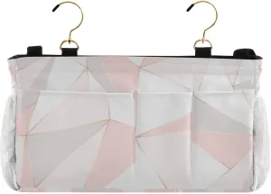 Geometric Abstract Polygonal Triangle Bedside Caddy Hanging Storage Bag for Bunk Beds Accessories College Dorm Storage
